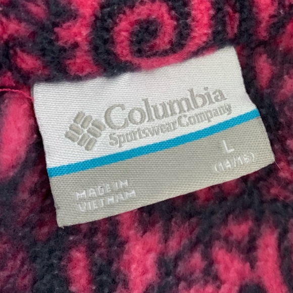 COLOMBIA GIRLS SIZE LARGE 14-16 PINK FLORAL PRINT ZIPPER JACKET COZY WARM FLEECE - Picture 6 of 9